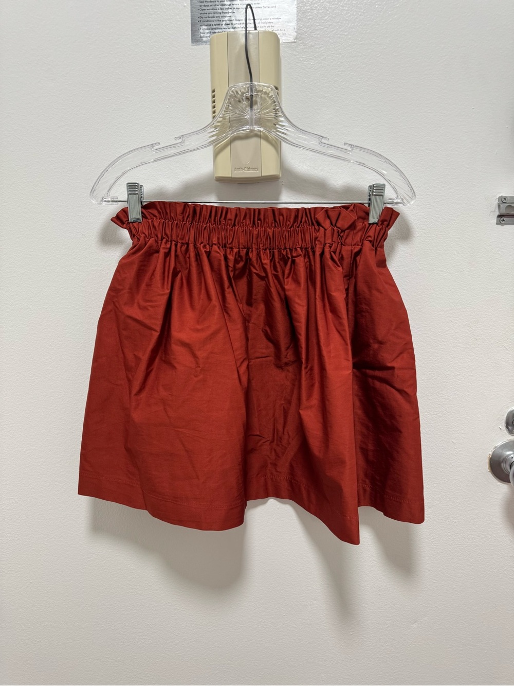 Zara Woman Rust Red Elastic Waist Mini Skirt Size M Casual Chic